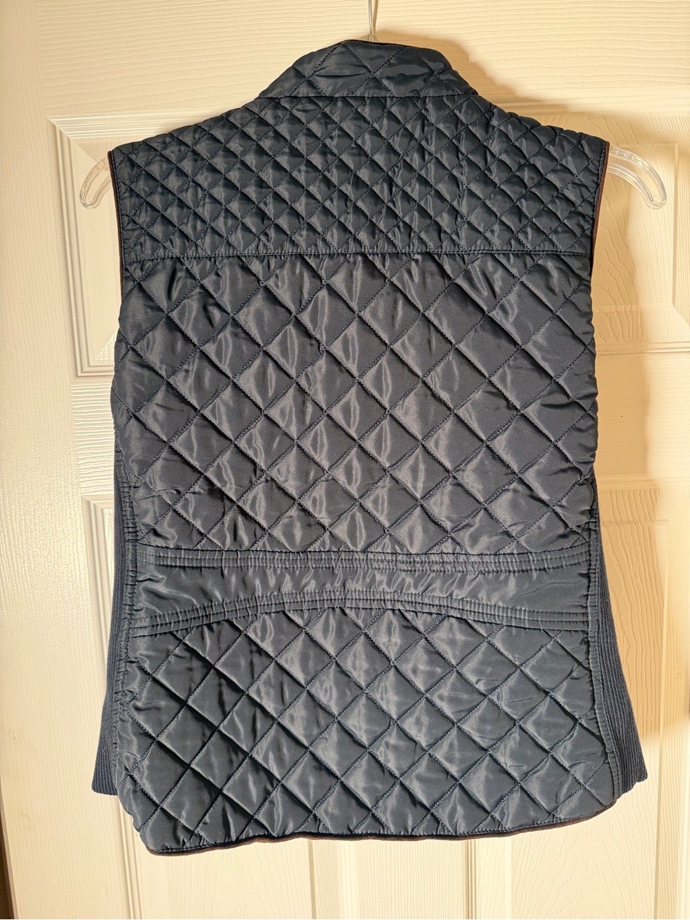 Love Tree Quilted Navy Blue Vest with Brown Trim - Picture 3 of 3